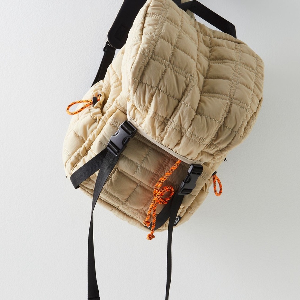 Free People Beige Quilted Backpack